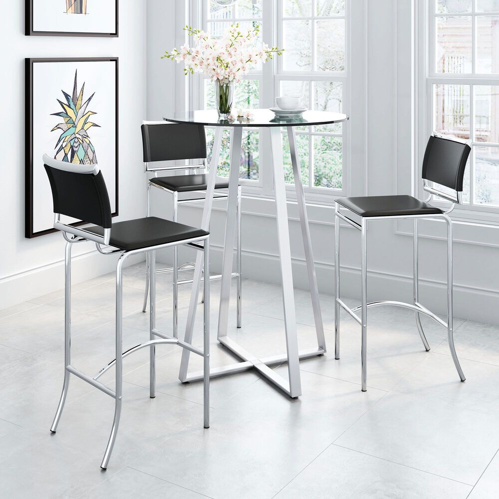 Zuo Modern Soar Bar Stools in Black and Silver &#40;Set of 2&#41;, , large