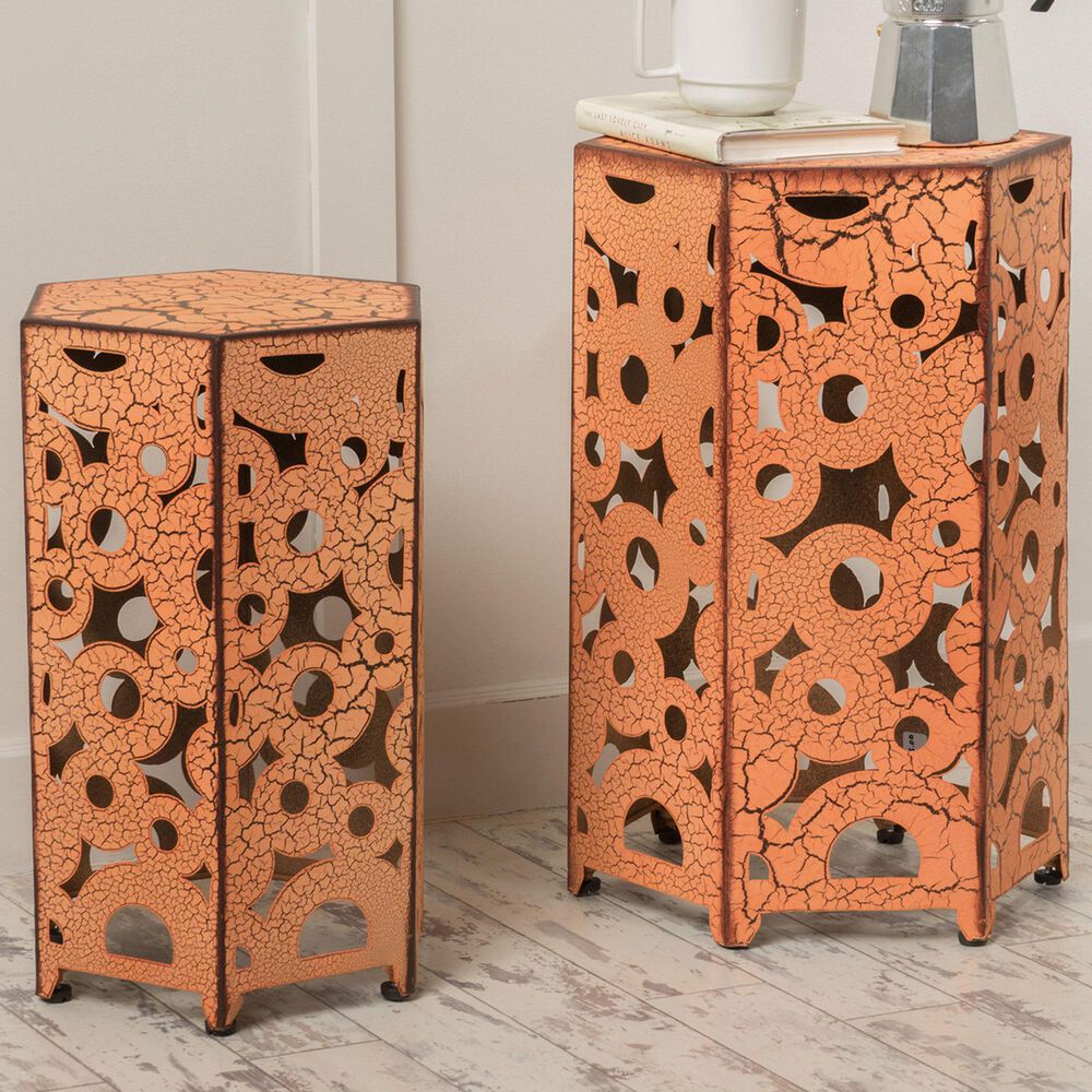 Hearth and Haven Selva Patio Accent Table in Orange &#40;Set of 2&#41;, , large