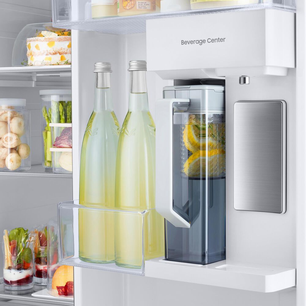 Samsung Bespoke Side-by-Side Refrigerator (28 cu. ft.) with Beverage Center  in White Glass