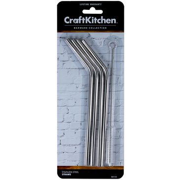 Craft Kitchen Stainless Steel Drink Straws Set of 4, , large