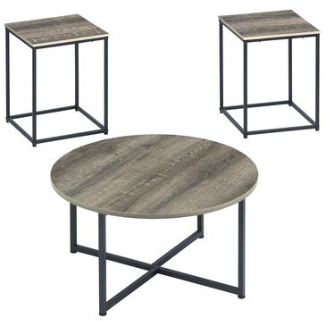 Signature Design by Ashley Wadeworth Occasional Table Set in Weathered Wood and Black (Set of 3), , large