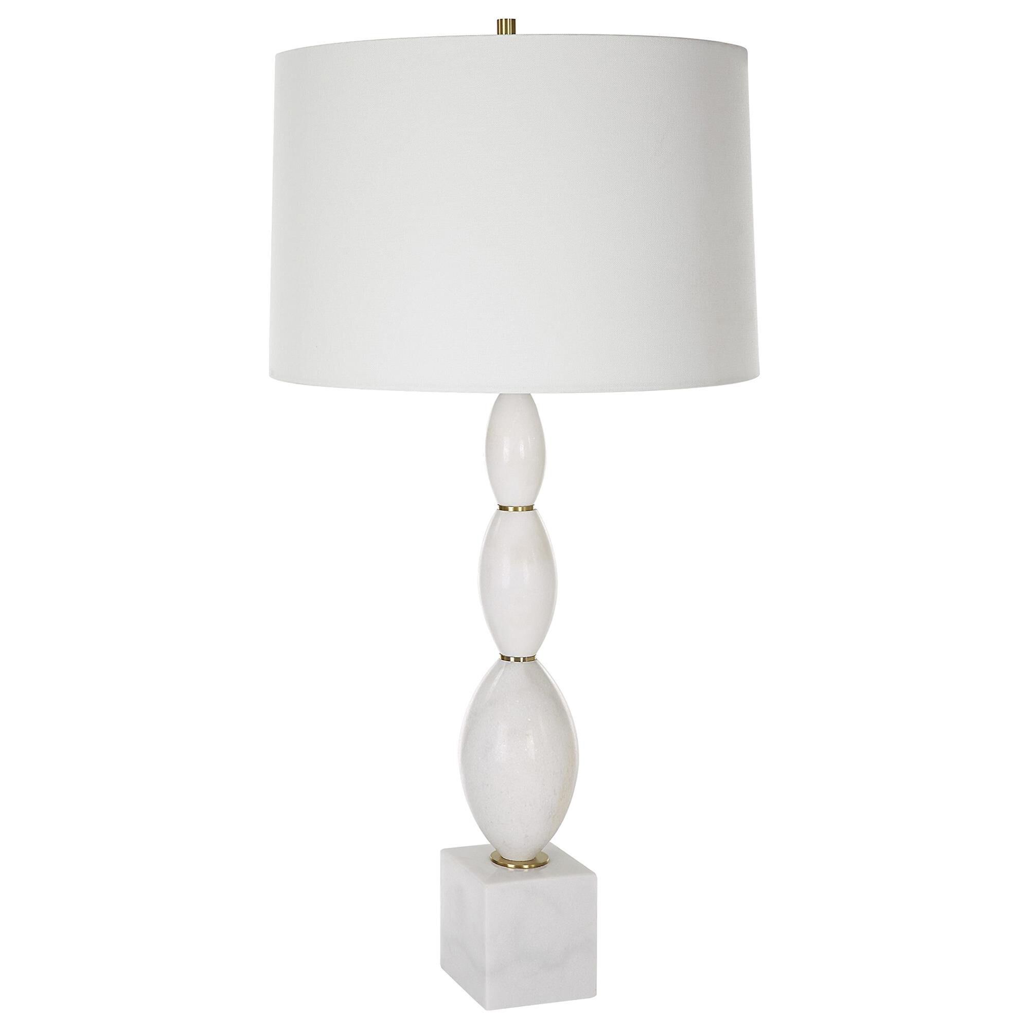 Uttermost Regalia Table Lamp in Beaded White and Antique Brushed Brass