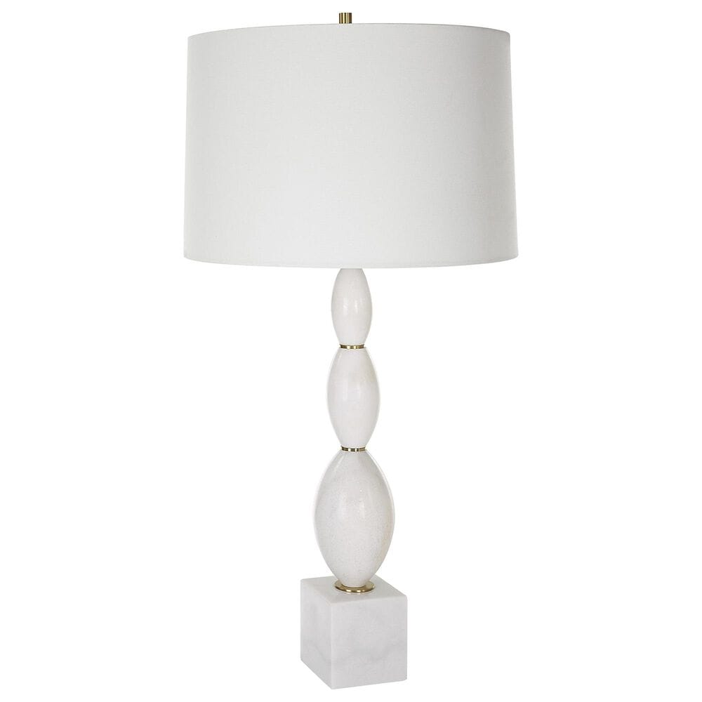Uttermost Regalia Table Lamp in Beaded White and Antique Brushed Brass, , large