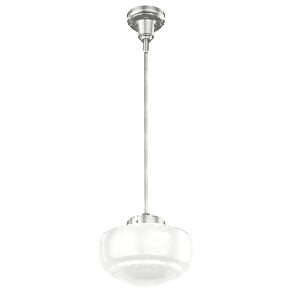 Hunter Saddle Creek 10&quot; 1-Light Pendant with White Shade in Brushed Nickel, , large