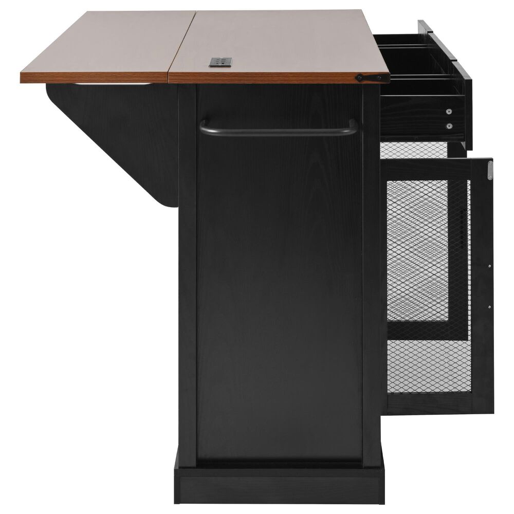 HOMLUX 58" Kitchen Island with Drop Leaf in Black and Brown, , large
