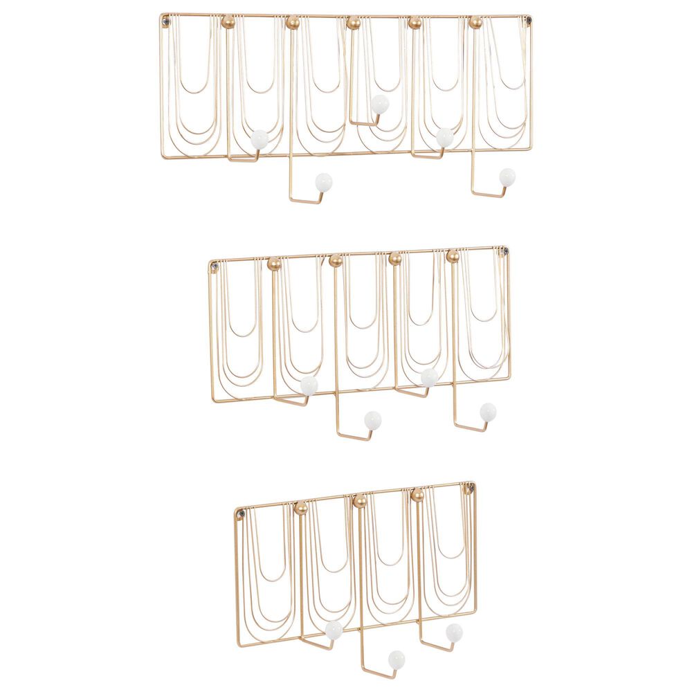 Maple and Jade Metal Glam Wall Hook in Gold (Set of 3), , large