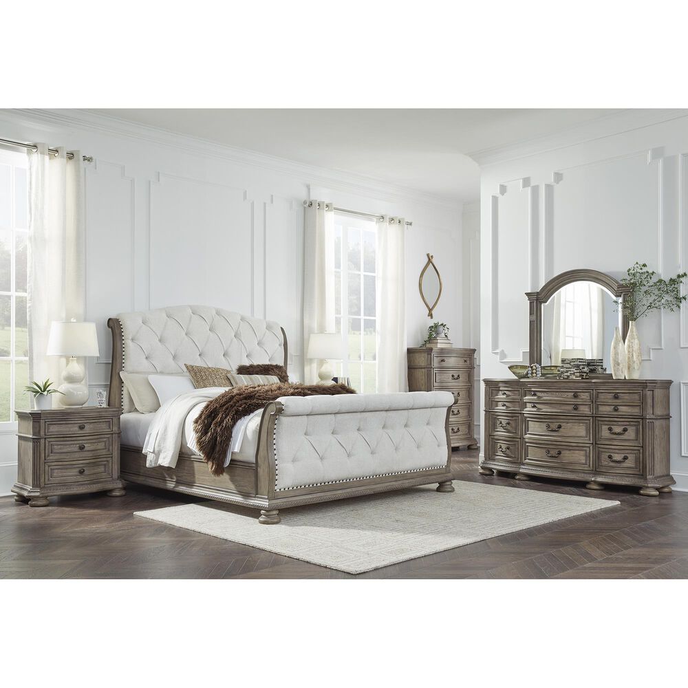 Ashley Ardenfield King Upholstered Sleigh Bed in Light Brown, , large