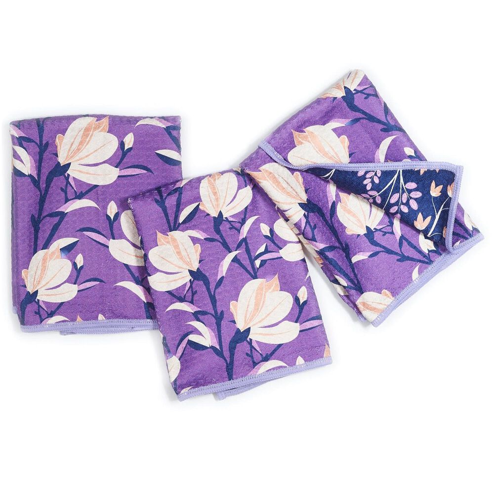 Once Again Home Magnolia Reversible Mighty Mini Towel in Violet and Navy &#40;Set of 3&#41;, , large