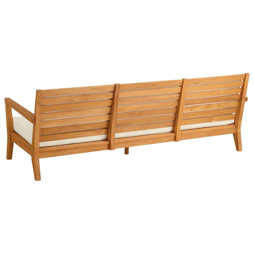 Linon Home Decor Carenen Outdoor 3-Seat Sofa with White Cushions in Natural, , large