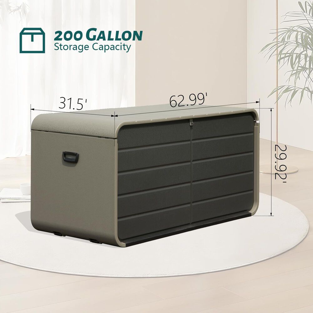 HOMLUX 200-Gallon Outdoor Storage Deck Box in Gray, , large