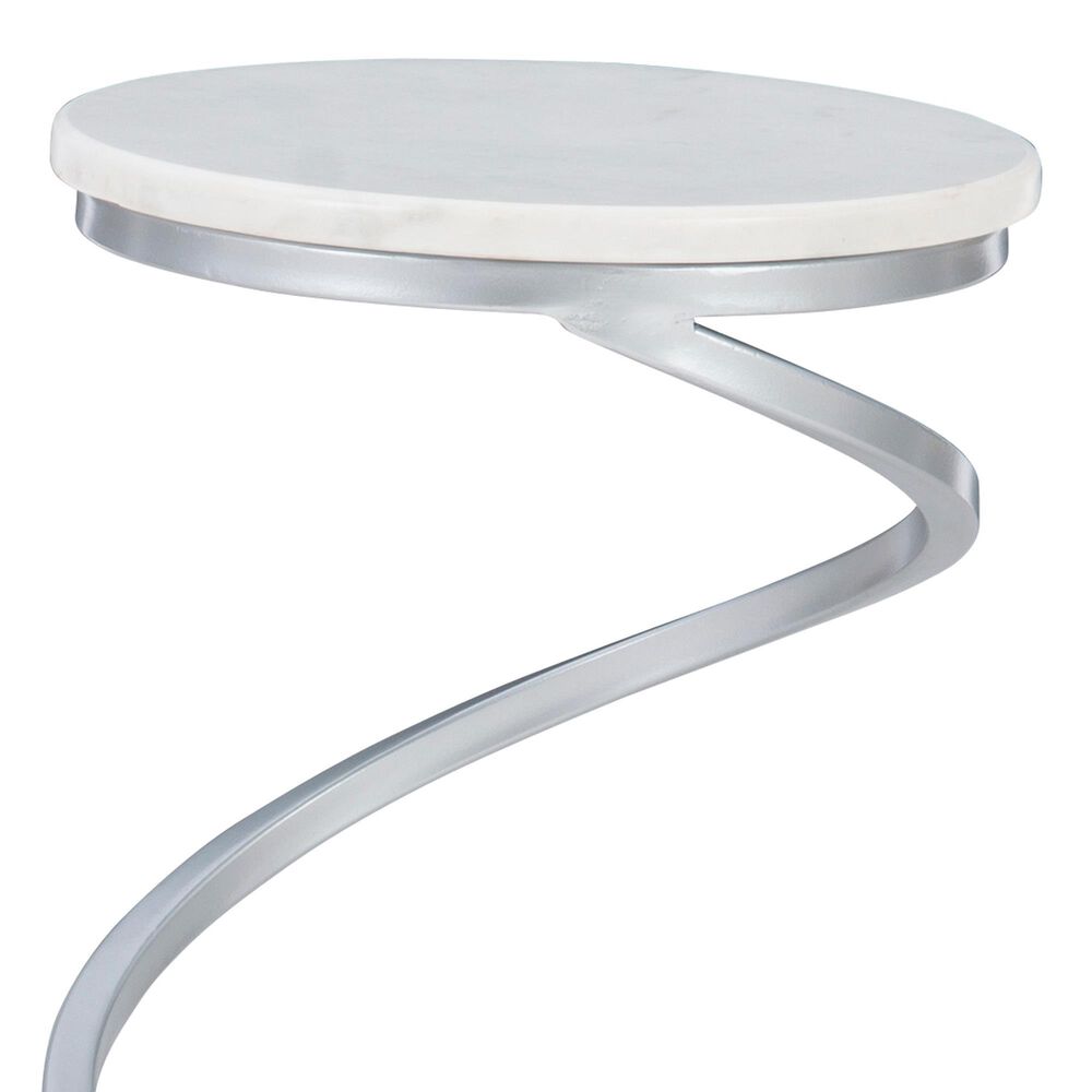 Linon Home Decor Rian Spiral Drink Table in Silver and White, , large