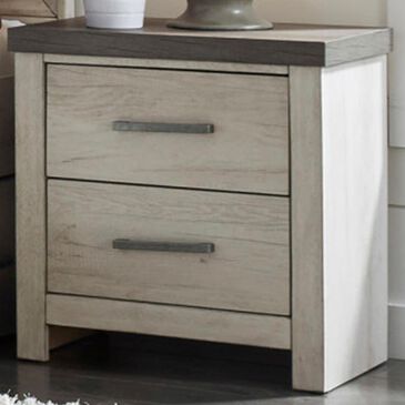 Samuel Lawrence Riverwood 2 Drawer Nightstand in Whitewashed and Brown with USB Charging , , large