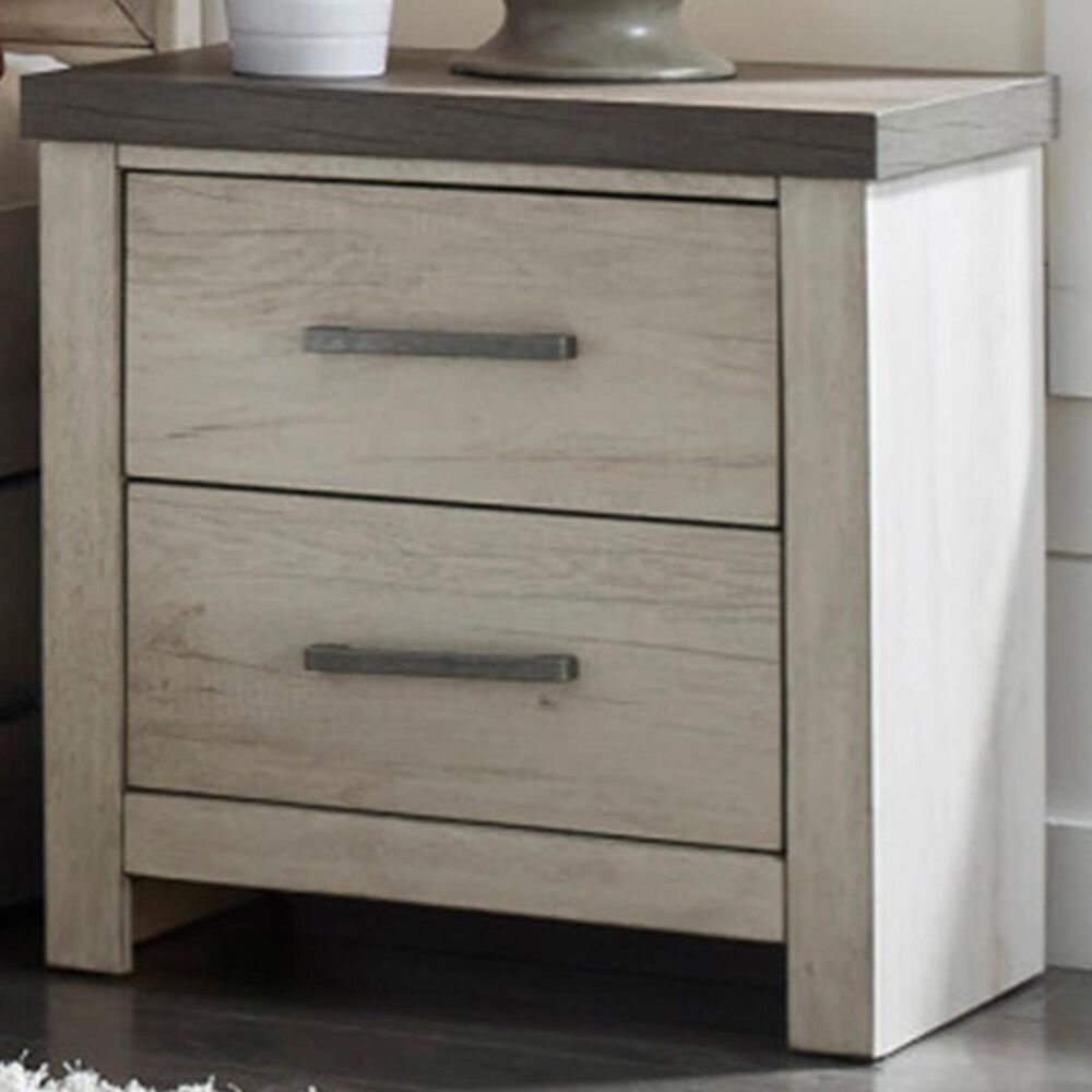 Samuel Lawrence Riverwood 2 Drawer Nightstand in Whitewashed and Brown with USB Charging , , large