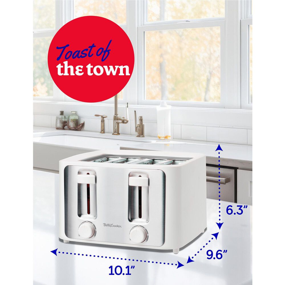 Betty Crocker 4-Slice Pop-Up Toaster in White, , large