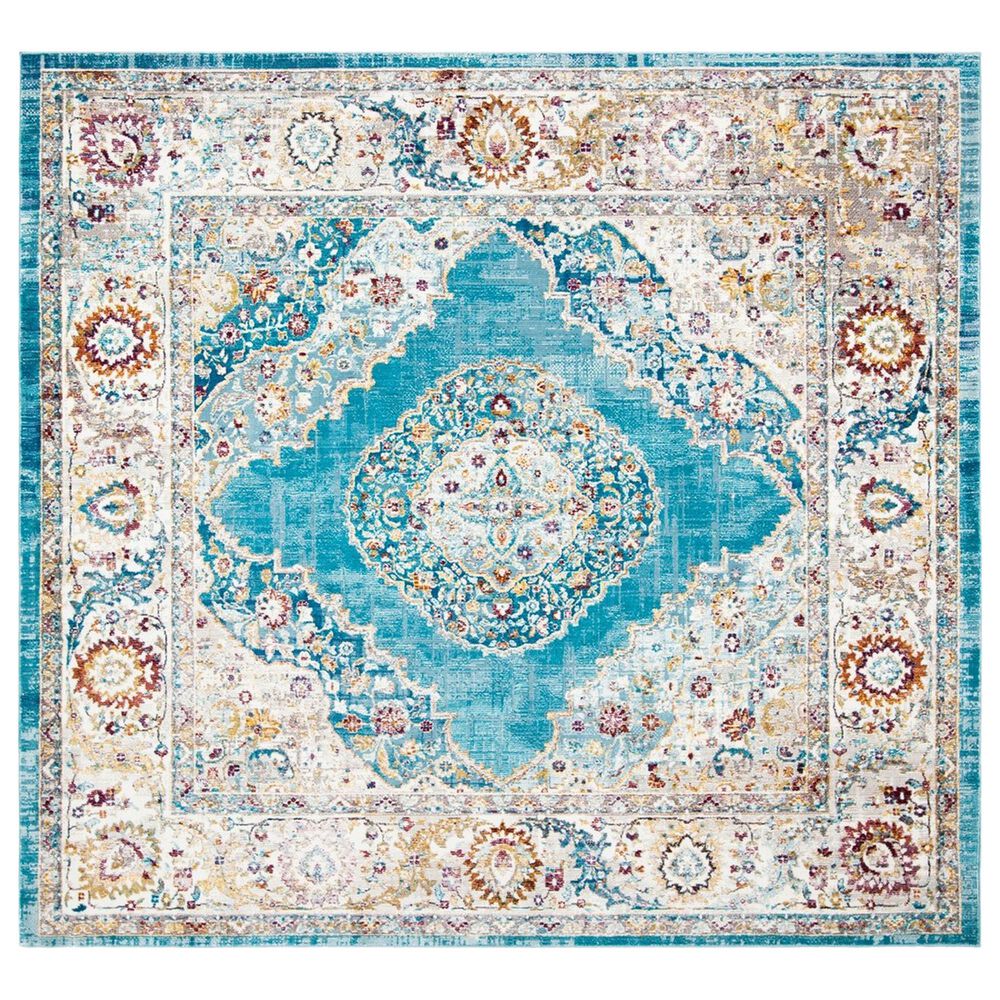 Safavieh Aria ARA116M 6"6" Square Blue and Ivory Area Rug, , large
