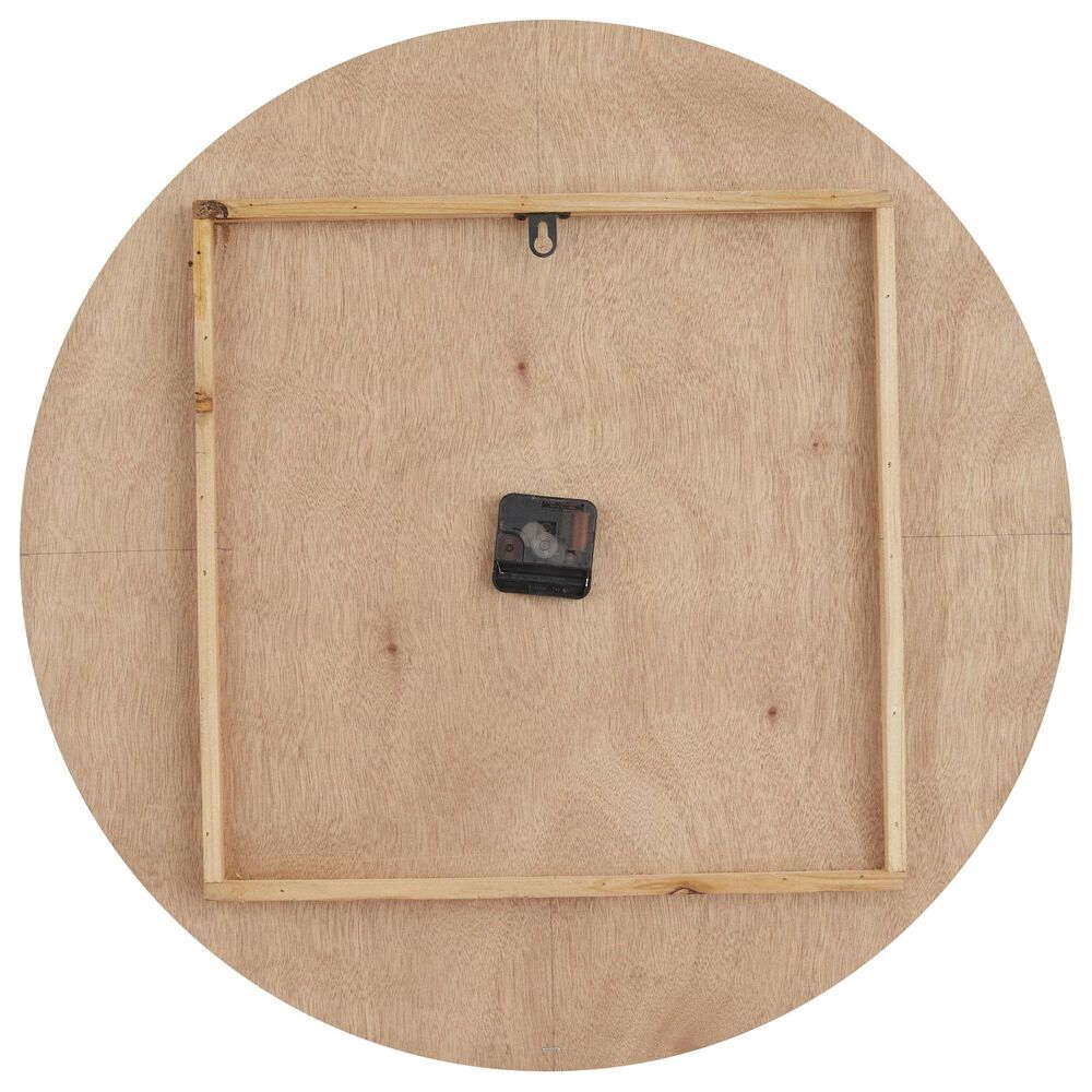Maple and Jade Decorative Wall Clock with Marble Side in Oiled Brown and White, , large