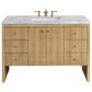 James Martin Vanities Hudson 48" Single Bathroom Vanity in Light Natural Oak with 3 cm Carrara White Marble Top and Rectangular Sink, , large