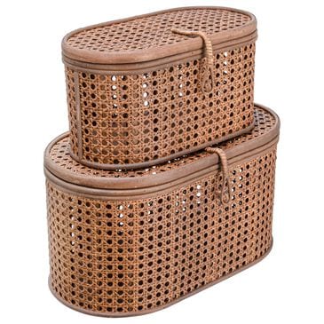 Creative Coop 2-Piece Modern Decorative Storage Box Set in Dark Brown, , large