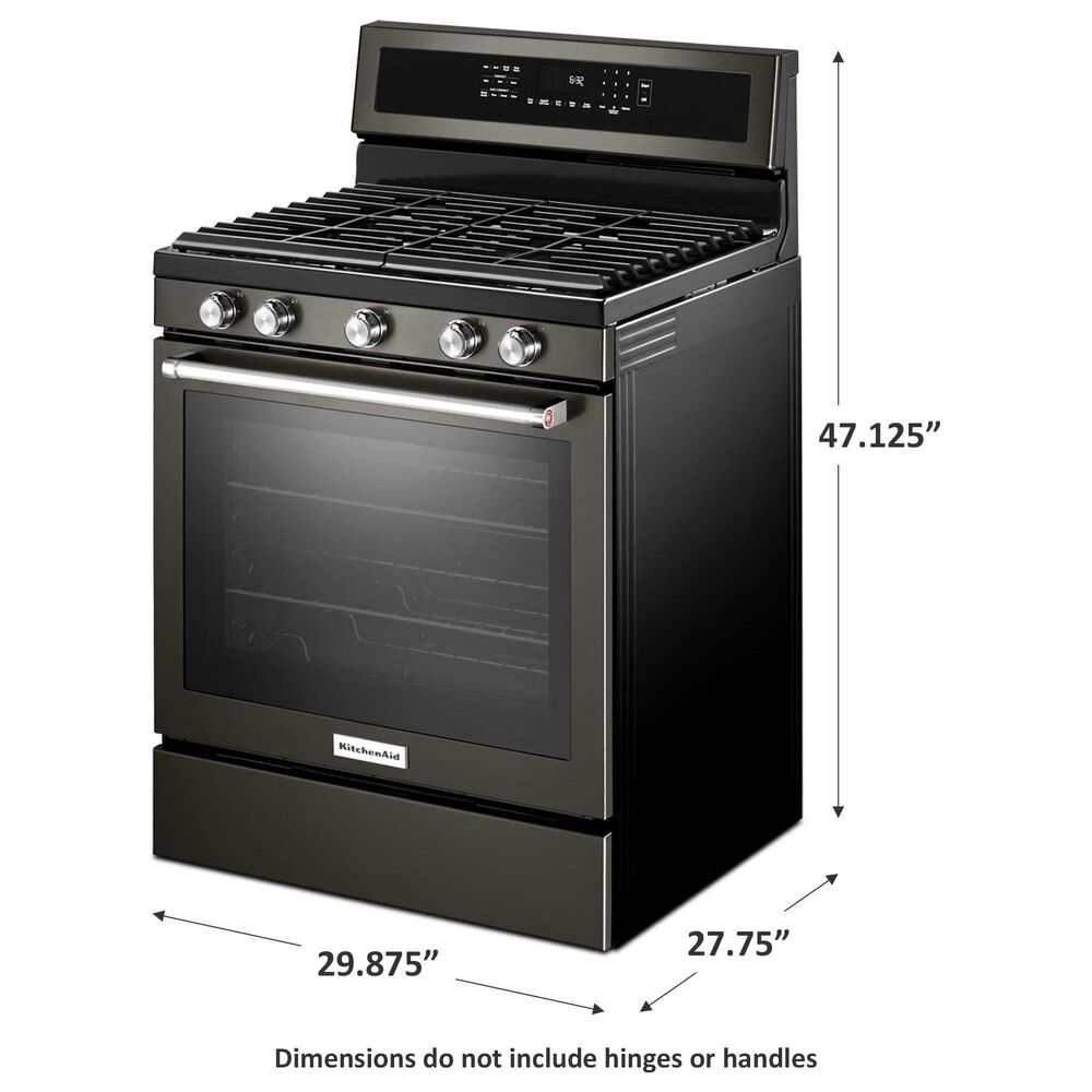 KitchenAid 30&quot; Gas Range in Black Stainless Steel, , large
