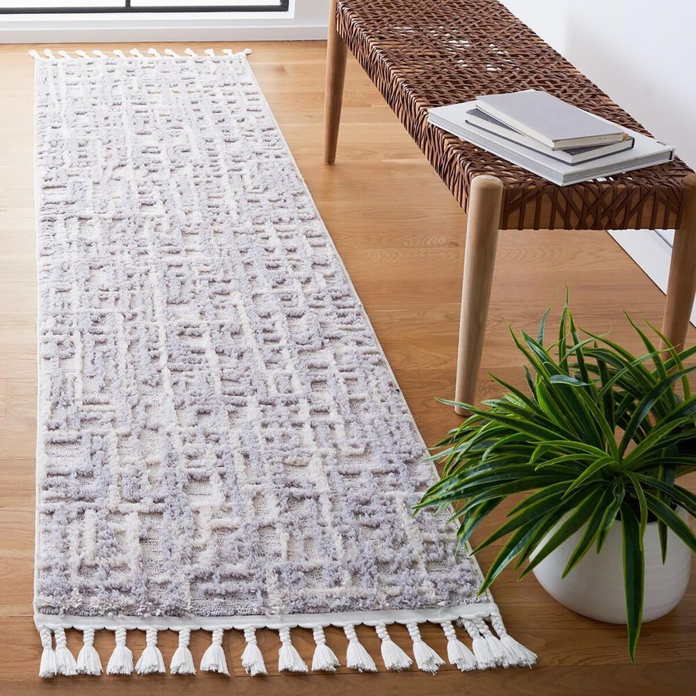 Safavieh Marrakesh 2&#39;2&quot; x 6&#39; Ivory and Dark Grey Runner, , large