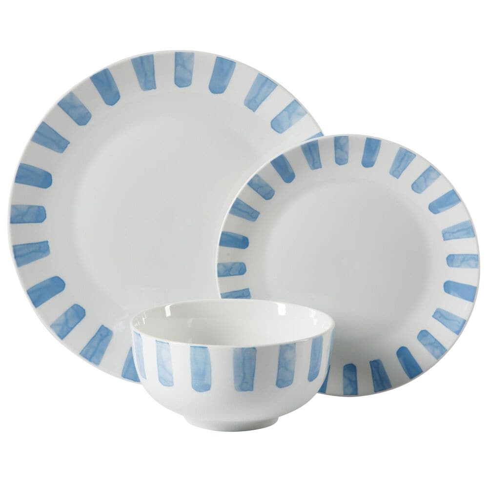 Gibson Homewares Home Pacific Waves 12-Piece Dinnerware Set in Blue, , large