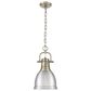 Golden Lighting Duncan 1-Light Small Pendant with Chain and Pewter Shade in Aged Brass, , large