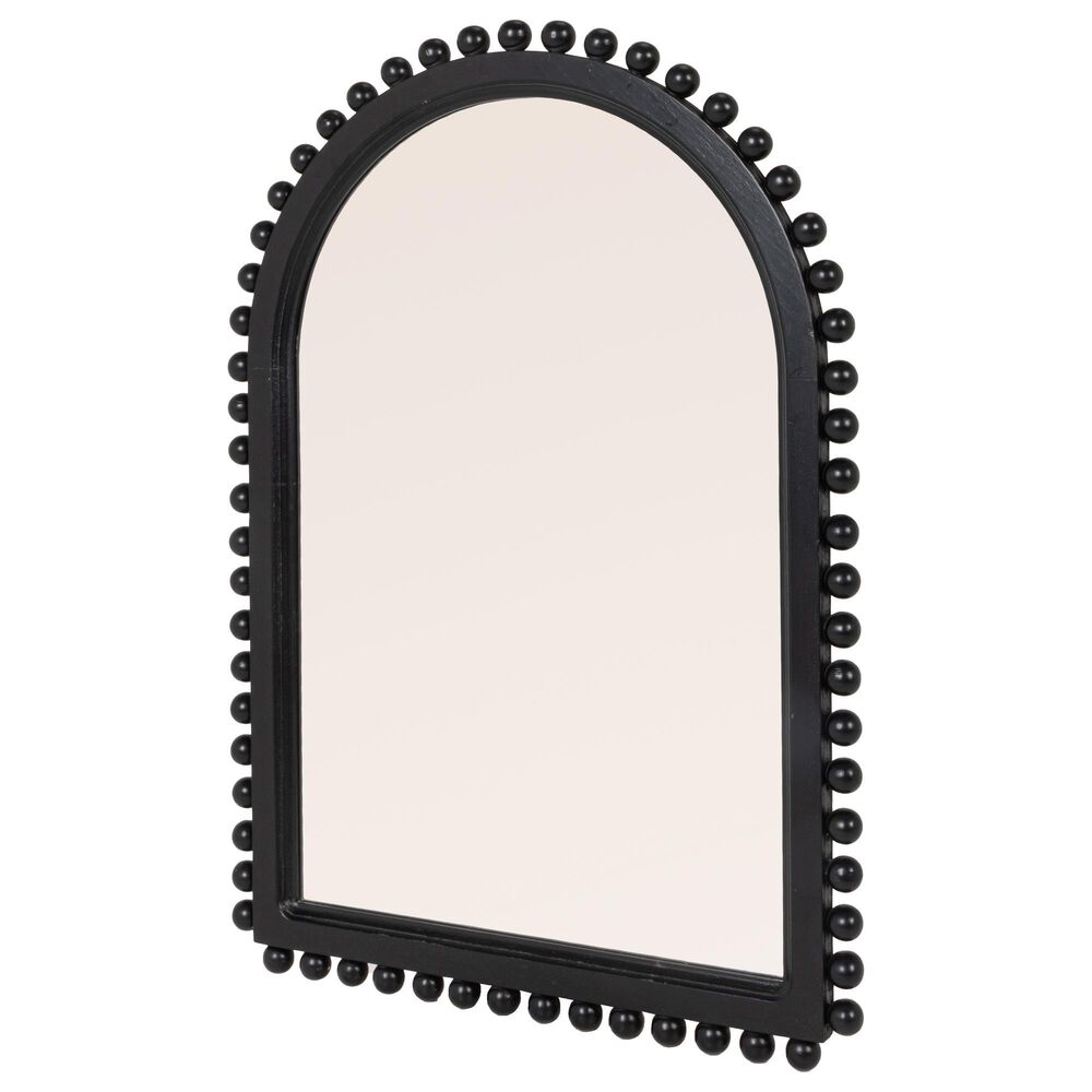 Creative Coop Willa Wood Ball Framed Arched Wall Mirror in Matte Black, , large