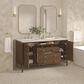 James Martin Vanities Myrrin 60" Double Vanity in Mid Century Walnut with 3 cm Arctic Fall Solid Surface Top, , large