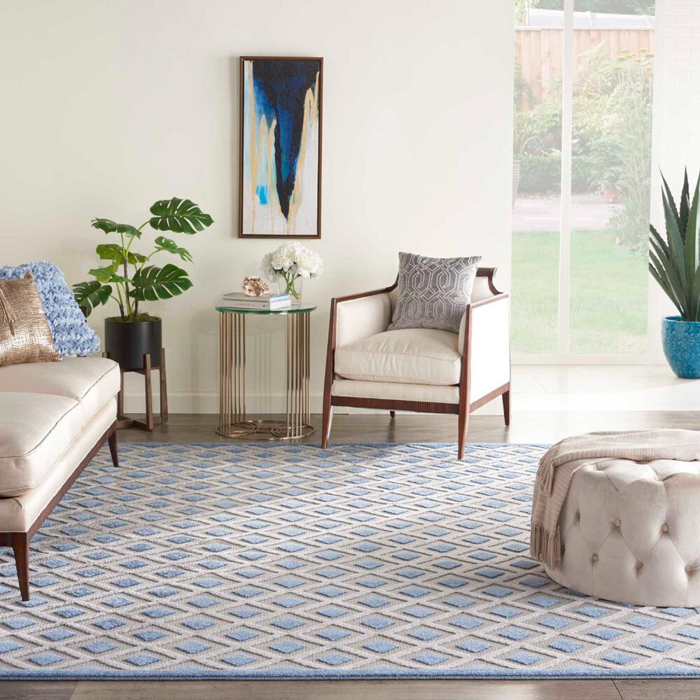 Nourison Aloha ALH26 9&#39;6&quot; x 13&#39; Blue and Grey Indoor/Outdoor Area Rug, , large