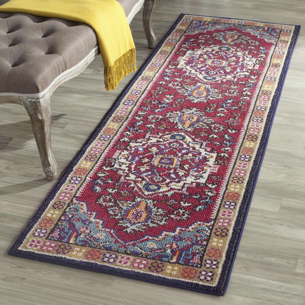Safavieh Monaco MNC207C-222 2"2" x 22" Red/Turquoise Runner, , large