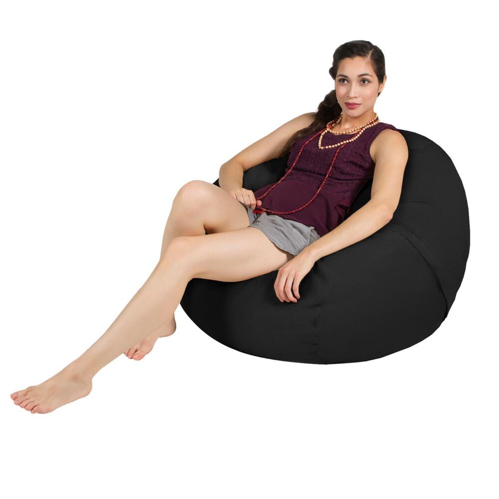 Jaxx 3&#39; Round Bean Bag with Removable Cover in Black, , large