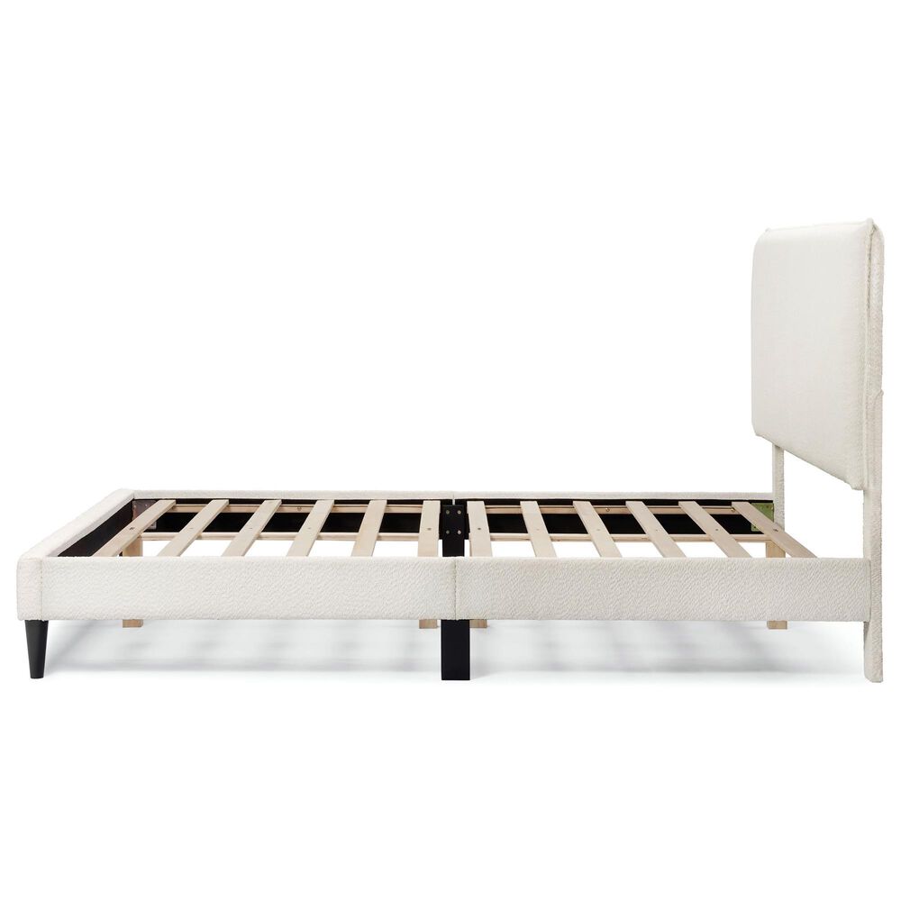 Furniture of America Gail Queen Upholstered Platform Bed with Pillow Headboard in White, , large