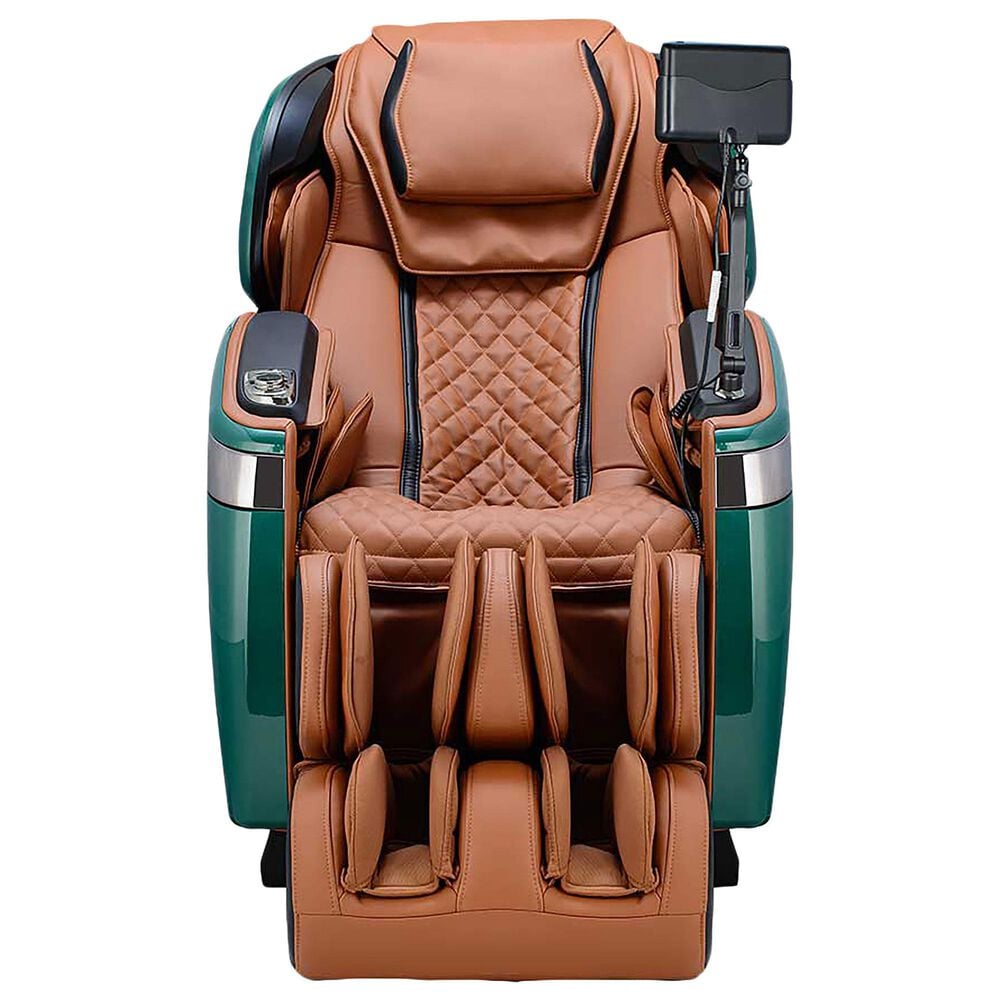 Cozzia Qi XE Pro Massage Chair in Emerald Green and Cappuccino, , large