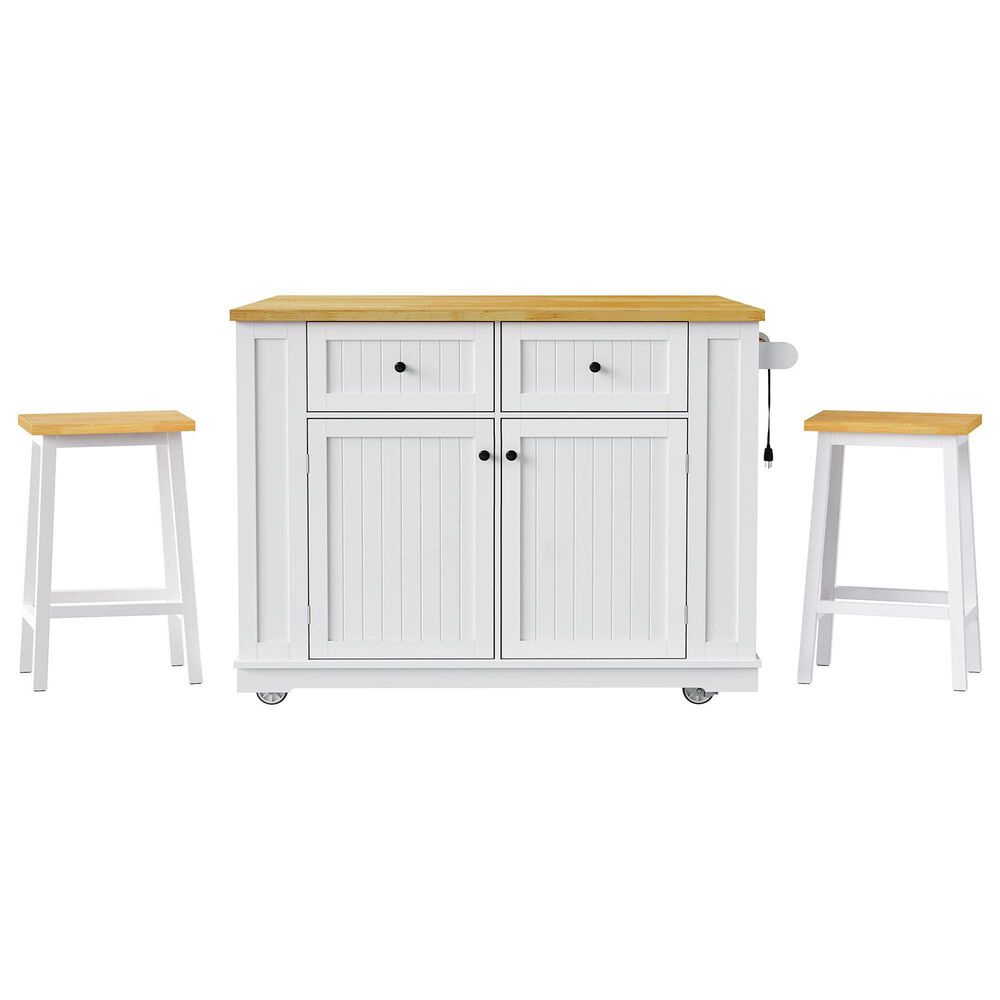 HOMLUX 3-Piece 48" Kitchen Island Set in White, , large