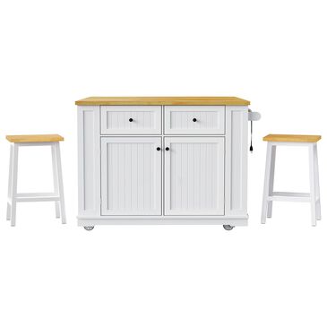 HOMLUX 3-Piece 48" Kitchen Island Set in White, , large