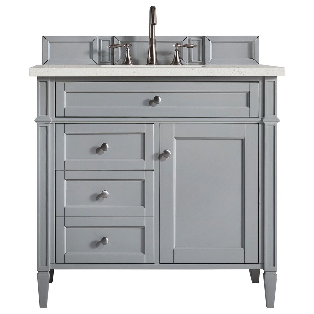 James Martin Vanities Brittany 36" Single Bathroom Vanity in Urban Gray with 3 cm Lime Delight Quartz Top and Rectangular Sink, , large