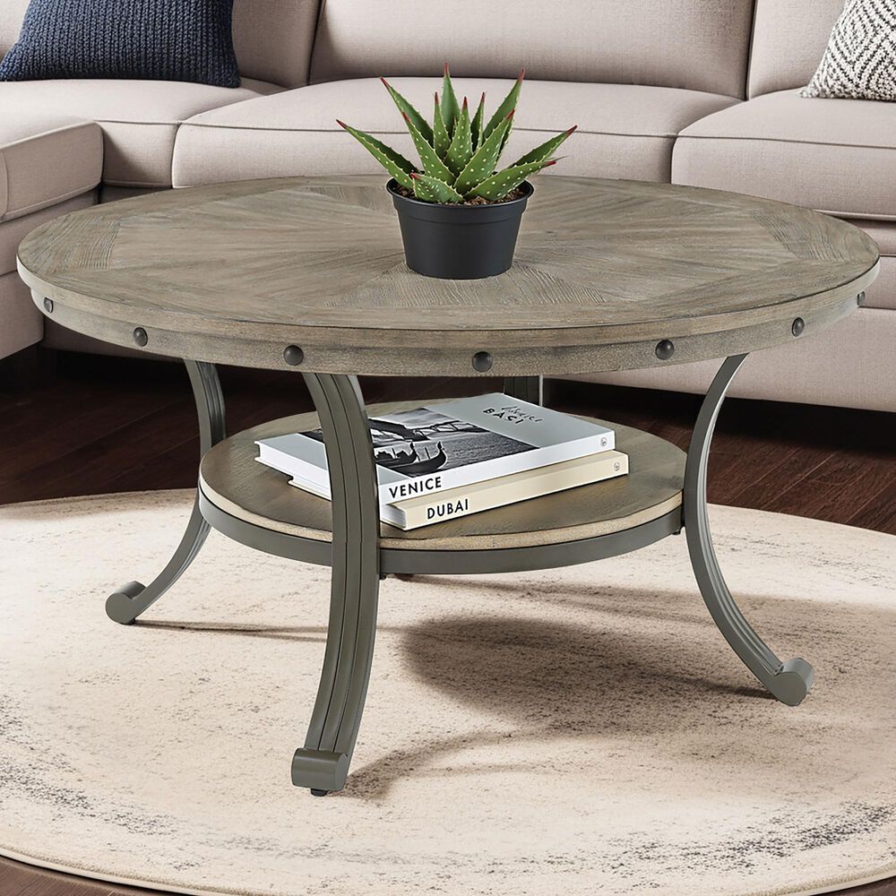 Linon Home Decor Franklin Cocktail Table in Pewter and Grey, , large