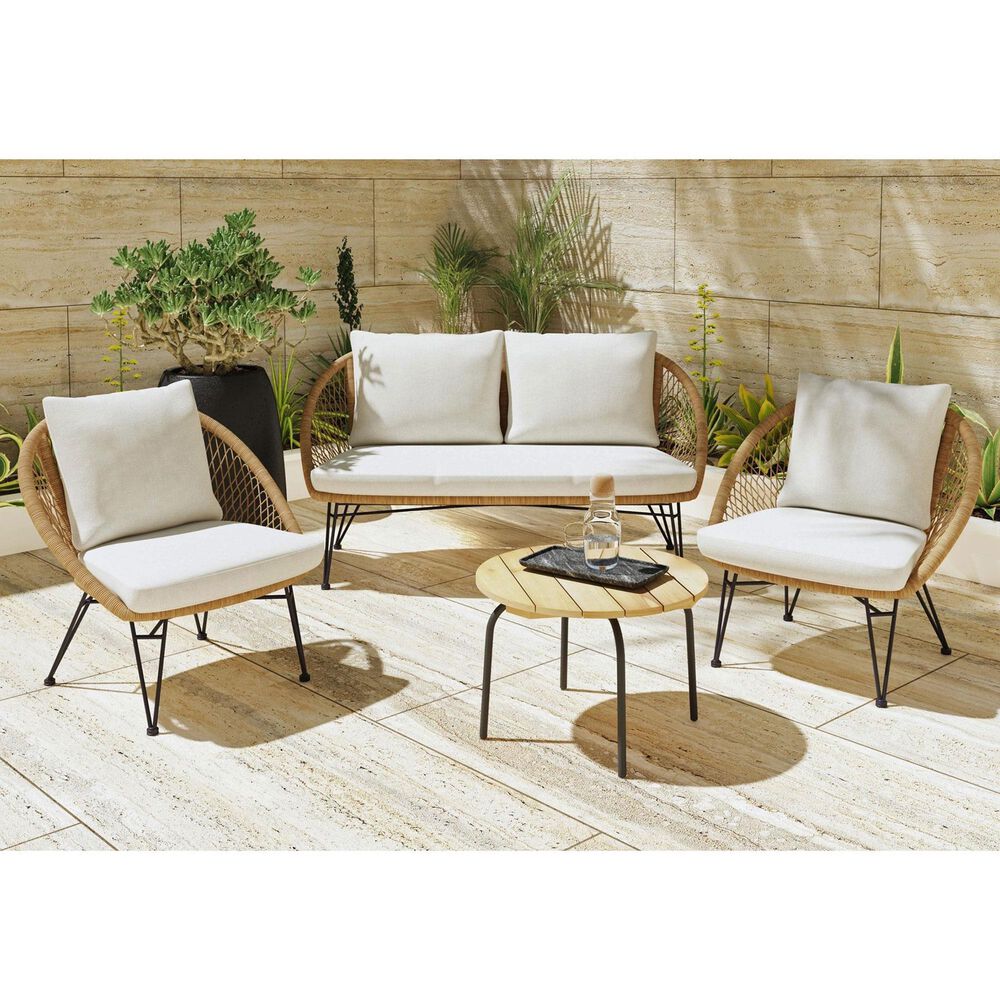 Mayberry Hill Grace 4-Piece Patio Conversation Set in Beige, , large