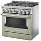 KitchenAid 36" Slide-In Gas True Convection Range with Self-Cleaning in Avocado Cream, , large