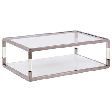 Urban Home Jasper Coffee Table in Polish Stainless Steel and Clear, , large