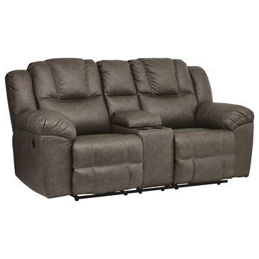 Ashley Lowilla Manual Double Reclining Loveseat with Console in Driftwood, , large
