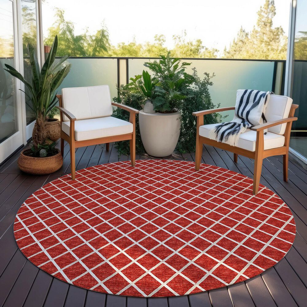 Dalyn Rug Company York 8&#39; Round Red Indoor/Outdoor Area Rug, , large