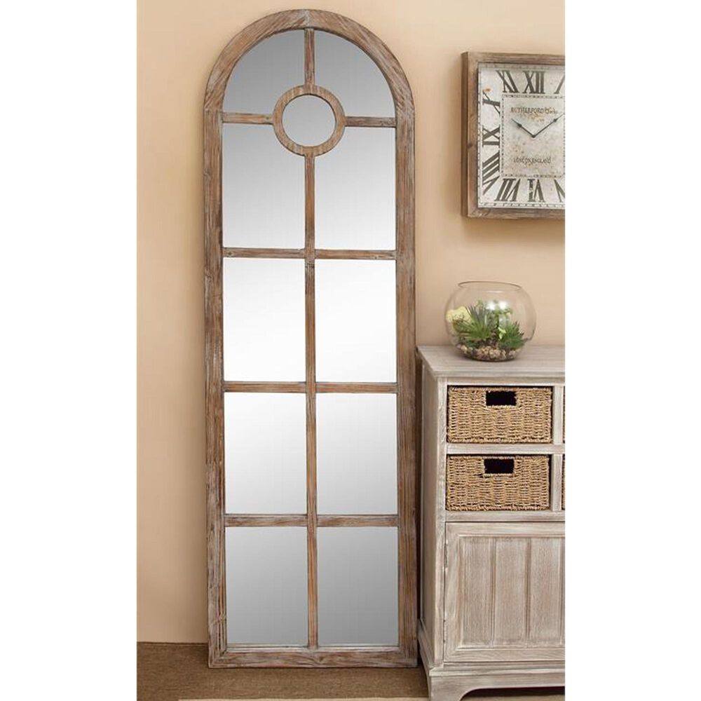 Maple and Jade Arch Wall Mirror in Brown, , large