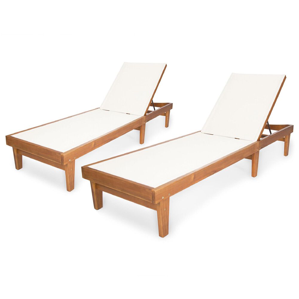 Noble House Summerland Patio Chaise Lounge Set in White (Set of 2), , large