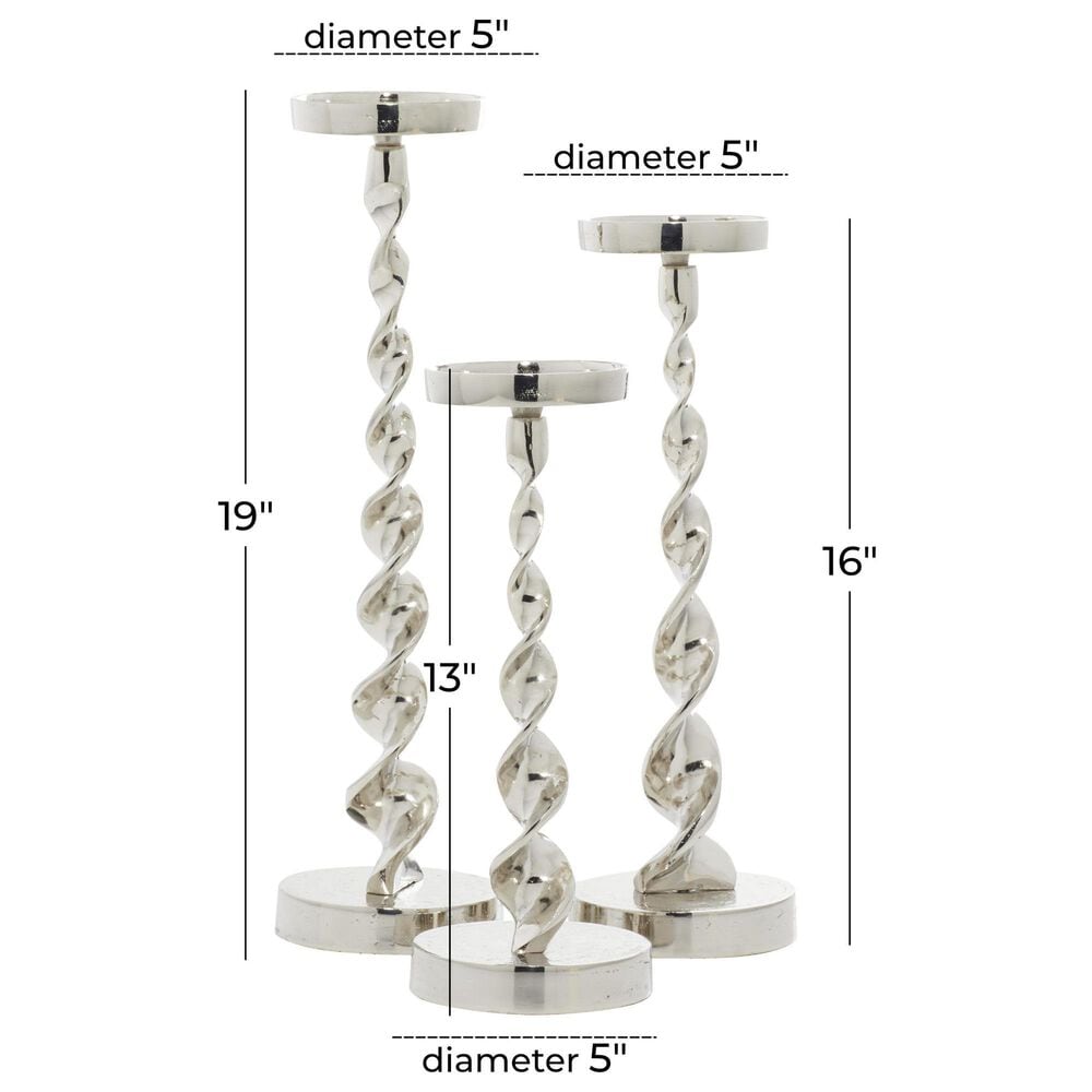 Maple and Jade Candle Holder in Polished Silver &#40;Set of 3&#41;, , large