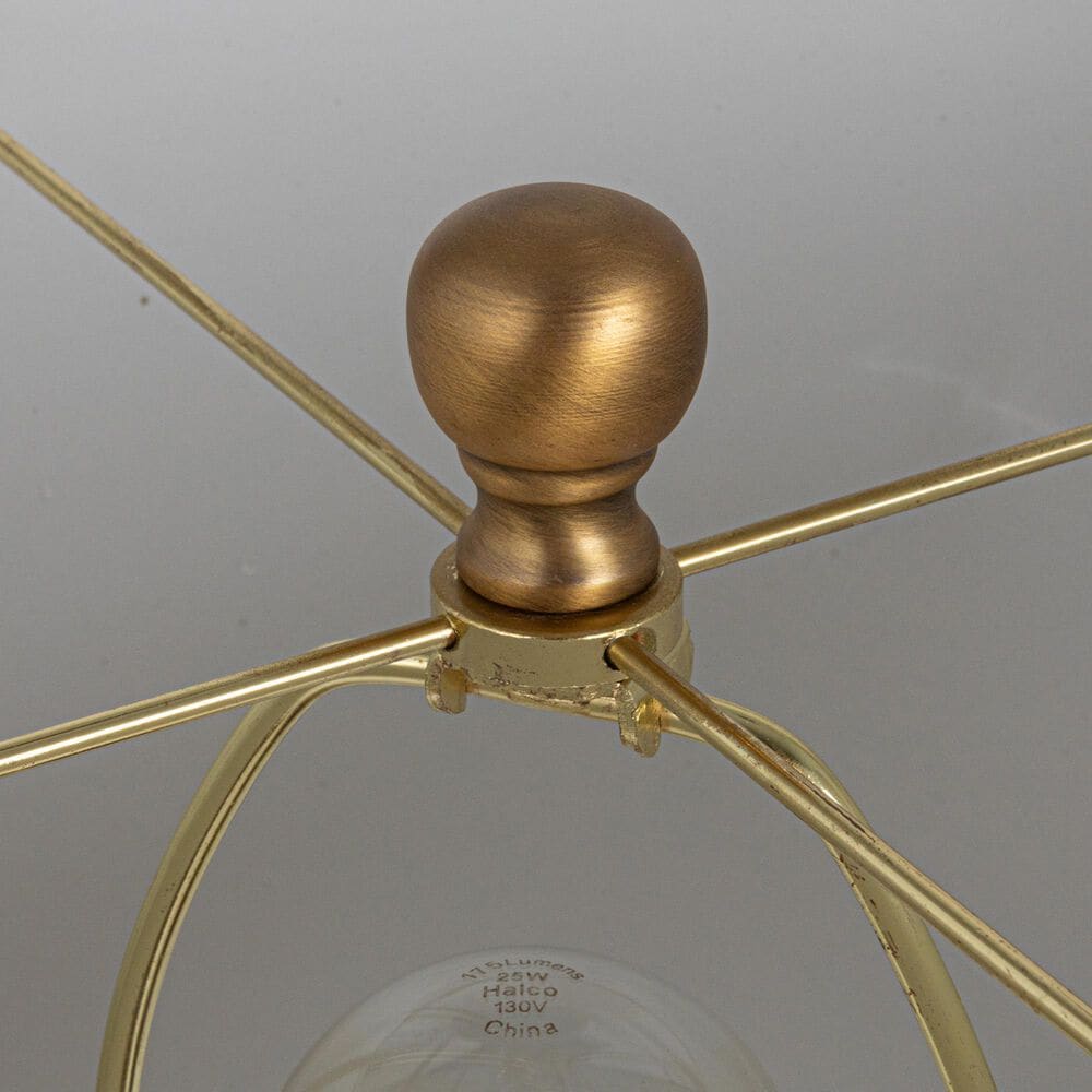 Creative Coop Adeline Stoneware Globe Table Lamp in Cream and Brass, , large