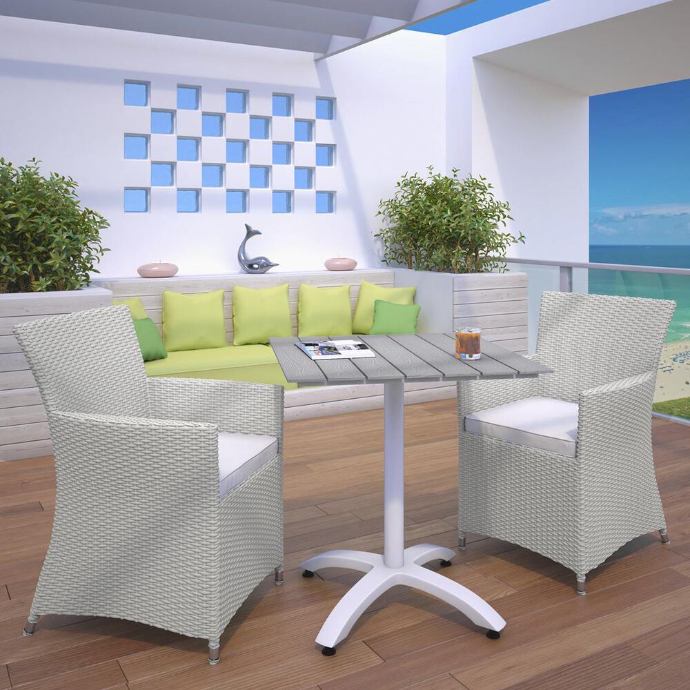 Modway Junction 3-Piece Outdoor Patio Dining Set in Gray and White, , large