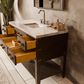Lexora Home Norwalk 48" Single Bathroom Vanity in Brown Oak with White Carrara Marble Top  and Rectangle Sink, , large