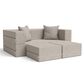 Jaxx Zipline Convertible Queen Sleeper Loveseat & Ottomans in Pewter Velvet, , large