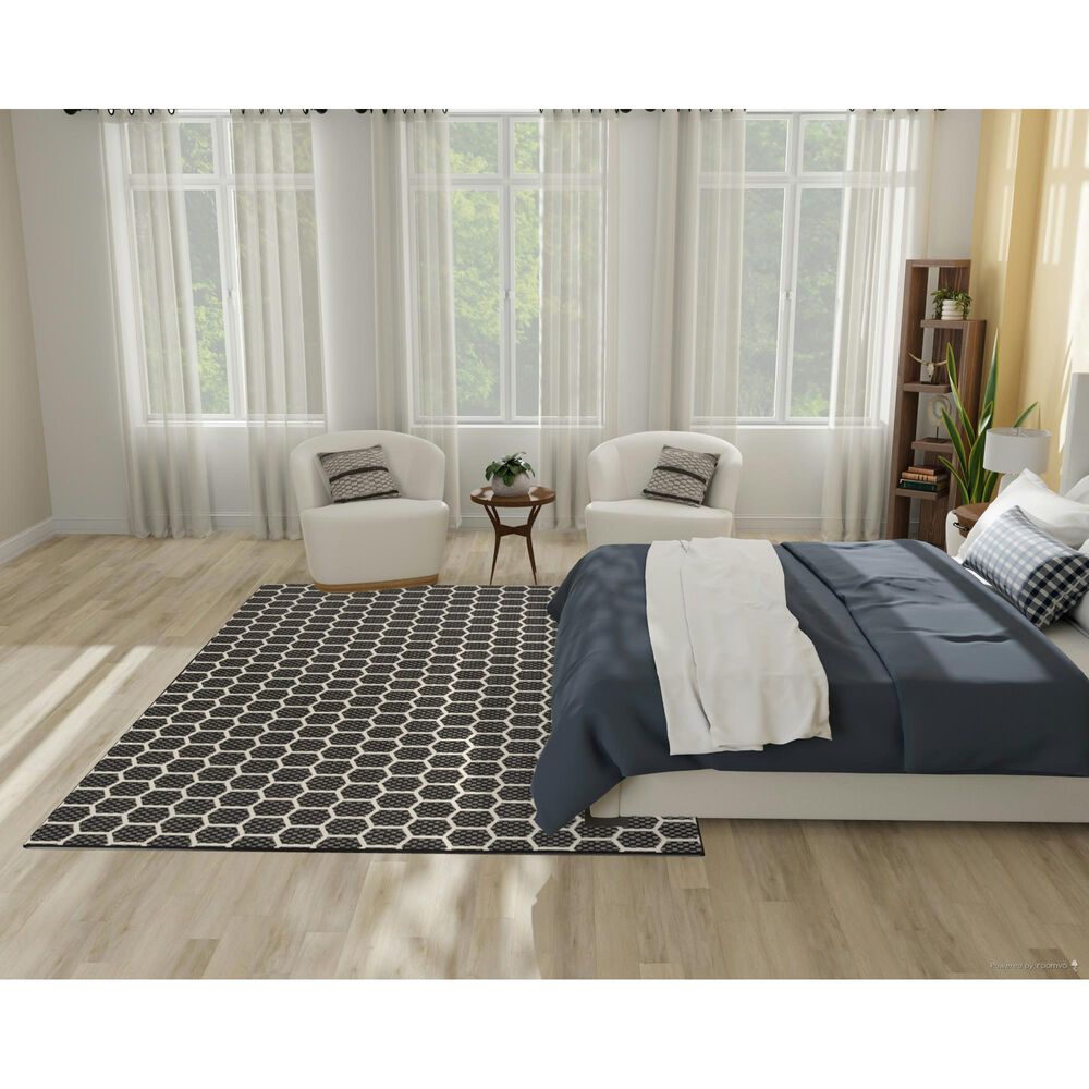 Nourison Twist Reversible 6&#39; x 9&#39; Black Indoor/Outdoor Area Rug, , large